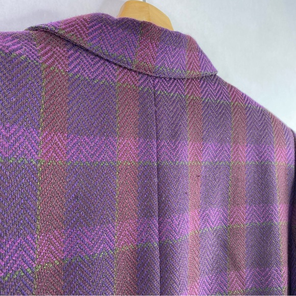 Vintage Purple Plaid Wool Blazer - Picture 11 of 12